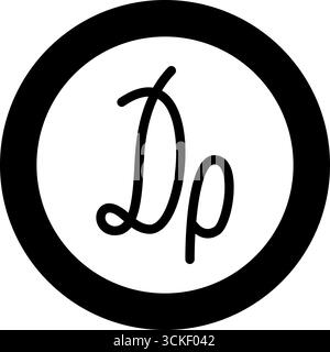 Symbole ou signe de l'icône d'argent de la monnaie drachme dans le cercle rond noir illustration vectorielle image solide contour style simple Illustration de Vecteur