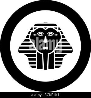Tête pharaon COP faro masque icône en cercle rond couleur noire illustration vectorielle image solide contour style simple Illustration de Vecteur