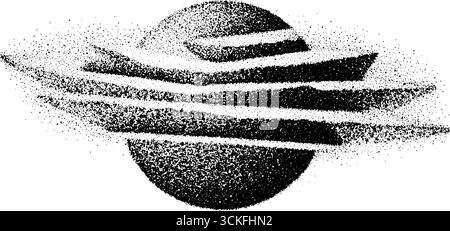 Art en pointillés d'une sphère flottante avec des motifs striés. Illustration de Vecteur