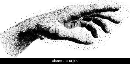 Stipple Dotwork illustration d'une main humaine - style vintage pour les projets d'art et de design. Illustration de Vecteur