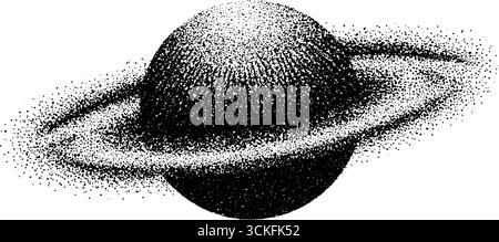 Stipple Dotwork illustration d'un orbe flottant - art cosmique avec effet vintage. Illustration de Vecteur