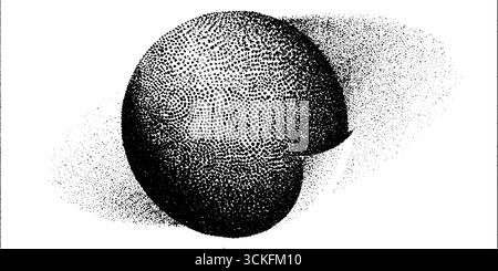 Illustration pointillée d'une planète en pointillés - design pointillisme vintage. Illustration de Vecteur