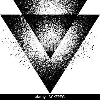 Abstrait superposé triangles pointillés art de dotwork avec effet demi-ton vintage. Illustration de Vecteur