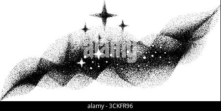 Nuit étoilée cosmique avec design pointillé et dotwork pour des projets créatifs. Illustration de Vecteur