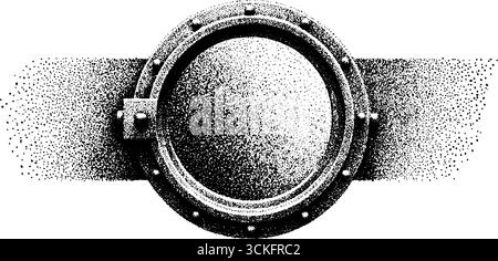 Illustration pointillée d'un port d'engin spatial pour un design rétro. Illustration de Vecteur