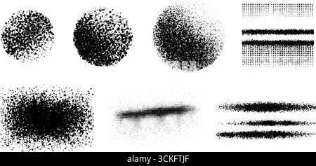 Collection abstraite de pointillés et de dotwork avec des textures denses demi-tons pour la conception graphique. Illustration de Vecteur