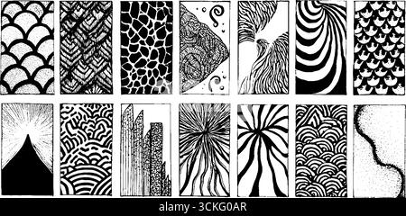 Motifs décoratifs complexes dessinés à la main inspirés par des écailles de dragon pour des projets de conception créatifs. Illustration de Vecteur