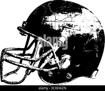 Illustration de casque de football zombie noir et blanc grunge pour urbain compris Illustration de Vecteur