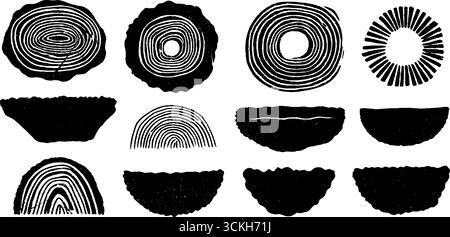 Collection abstraite de formes géométriques linocut pour le design et l'impression. Illustration de Vecteur