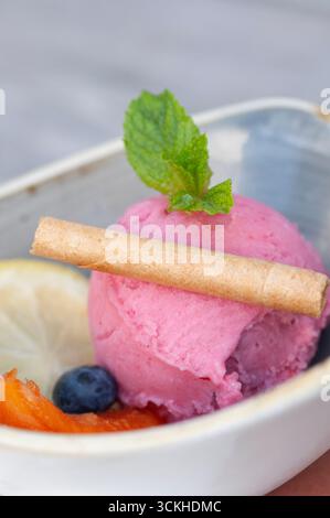 Sorbet aux fruits aux framboises Banque D'Images