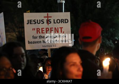 Sydney, Nouvelle-Galles du Sud, Australie. 12 septembre 2025. Turning point Australia a organisé une veillée à Hyde Park suite à l'assassinat de Charlie Kirk. Crédit : Richard Milnes/Alamy Live News Banque D'Images