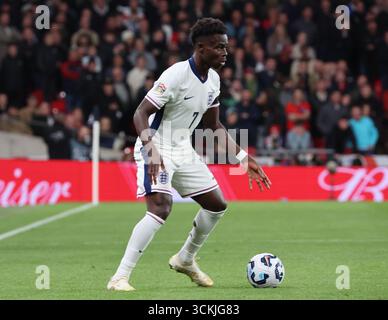 Londres, Royaume-Uni. 10 octobre 2024. Bukayo Saka d'Arsenal et d'Angleterre est en action lors du match du Groupe 2 de l'UEFA Nations League entre l'Angleterre et la Grèce au stade de Wembley à Londres, en Angleterre, le 10 octobre 2024. (Photo par action Foto Sport/NurPhoto) crédit : dpa/Alamy Live News Banque D'Images