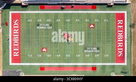 Le Hancock Stadium accueille l'équipe de football américain des Redbirds de l'université d'État de l'Illinois qui participe à la conférence de football de la vallée du Missouri de la NCAA. Banque D'Images