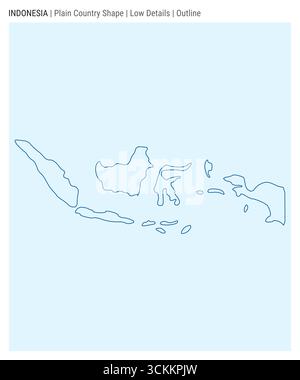 Carte du pays de plaine de l'Indonésie. Peu de détails. Style de contour. Forme de l'Indonésie. Illustration vectorielle. Illustration de Vecteur