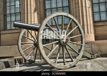 Un canon devant l'American civil War Museum of Ohio, Tiffin Ohio. USA 2025 Banque D'Images