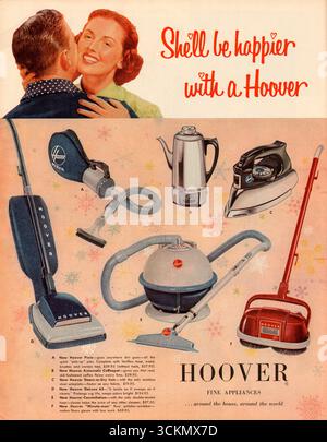 Publicité Hoover Appliances 1956, « elle sera plus heureuse avec un Hoover » Banque D'Images