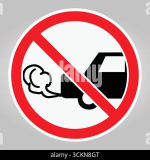 Ce graphique comporte un panneau d'interdiction indiquant l'absence d'émissions du véhicule. Il souligne l'importance de la protection de l'environnement et de l'air pur conscient Illustration de Vecteur