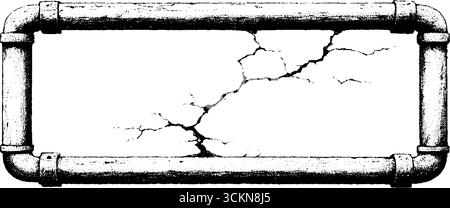 Cadre de garde-corps loft gravé vintage avec design de fond fissuré pour les projets décoratifs. Illustration de Vecteur