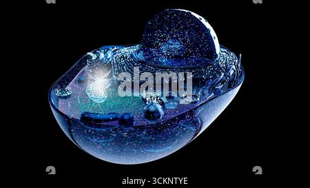 Illustration d'une cellule animale avec une mitochondrie mise en évidence. Les mitochondries sont des organites qui produisent de l'énergie pour une cellule. Banque D'Images