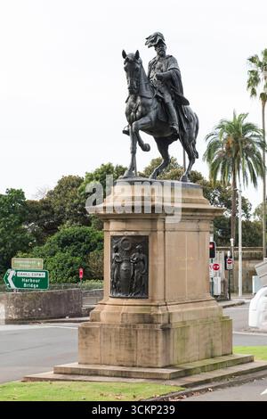 Grande statue équestre en bronze du roi Édouard VII, mettant en valeur ses détails complexes et son importance, Sydney, Nouvelle-Galles du Sud, Australie Banque D'Images