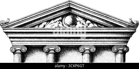 Fragment de frise de temple grec ancien avec des métopes pour l'inspiration de conception historique. Illustration de Vecteur