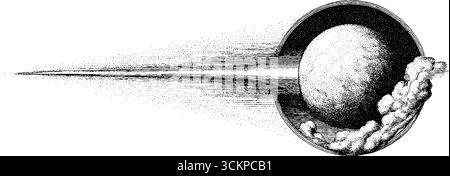 Pluie de météores à travers le ciel minimal dans le style dotwork pour les amateurs d'art astronomique. Illustration de Vecteur
