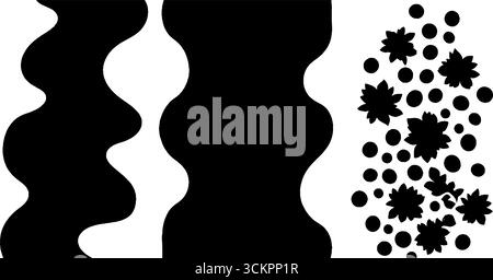 Motif abstrait, formes superposées et arc de cercle orné d'étoiles et de cercles. Illustration de Vecteur