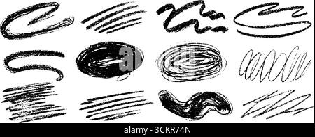 Collection diversifiée de douze marques de croquis artistiques pour des projets de conception créatifs. Illustration de Vecteur