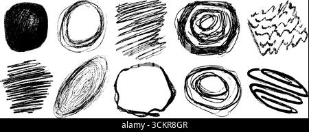 Collection artistique de douze éléments de croquis superposés pour des projets de design créatif. Illustration de Vecteur