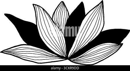 Design d'art de ligne de fleur de lotus géométrique pour le décor spirituel et la méditation. Illustration de Vecteur