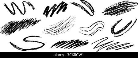 Collection expressive de douze marques de croquis directionnelles pour la conception artistique. Illustration de Vecteur