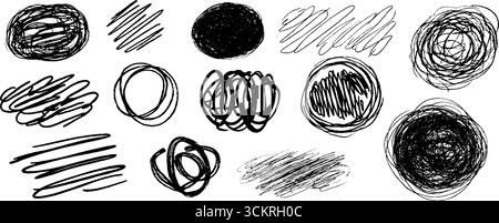 Collection abstraite de douze éléments de croquis superposés pour des projets de design artistique. Illustration de Vecteur