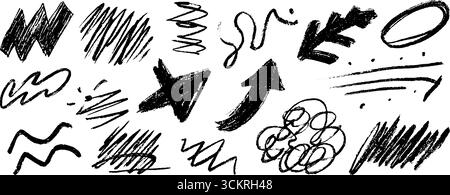 Collection créative de douze flèches expressives et dessins d'esquisse abstraits pour la conception artistique. Illustration de Vecteur