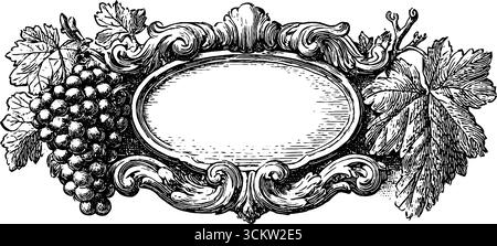 Design élégant de panneau baroque avec acanthus recourbé et décor de vigne pour une utilisation ornementale. Illustration de Vecteur