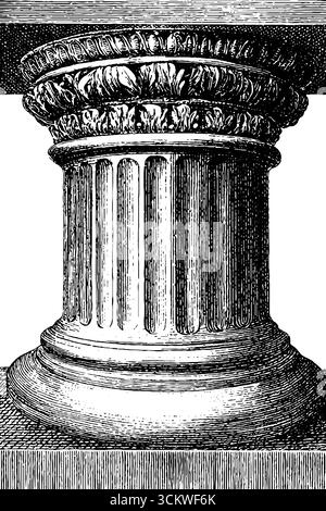 Conception de colonne gravée vintage dans le style de gravure pour les éléments décoratifs. Illustration de Vecteur