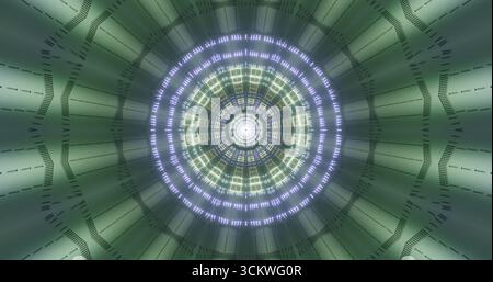 Un design géométrique captivant présente des cercles concentriques avec des effets de lumière complexes. Les couleurs et les formes vibrantes créent une illusion de profondeur Banque D'Images