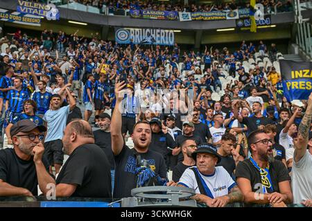 Turin, Italie. 13 septembre 2025. Fans de l'Inter pendant Juventus FC vs Inter - FC Internazionale, match de football italien Serie A à Turin, Italie, 13 septembre 2025 crédit : Agence photo indépendante/Alamy Live News Banque D'Images
