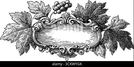 Design élégant de cadre baroque avec des feuilles d'acanthus recourbées. Illustration de Vecteur