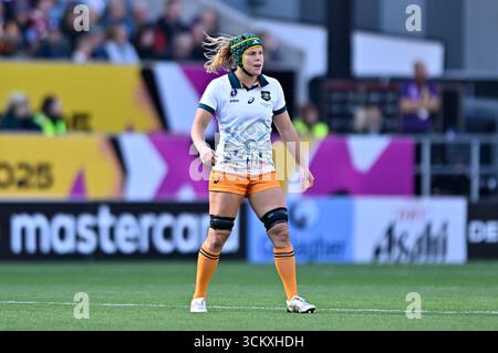 Bristol, Royaume-Uni. 13 septembre 2025. Coupe du monde de rugby pour femme. Canada V Australie. Stade Ashton Gate. Bristol. Emily Chancellor (Australie) lors du match de rugby Canada V Australia Womens World Cup Quarter final 2. Crédit : Sport in Pictures/Alamy Live News Banque D'Images
