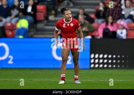 Bristol, Royaume-Uni. 13 septembre 2025. Coupe du monde de rugby pour femme. Canada V Australie. Stade Ashton Gate. Bristol. Asia Hogan-Rochester (Canada) lors du match de rugby Canada V Australia Womens World Cup Quarter final 2. Crédit : Sport in Pictures/Alamy Live News Banque D'Images