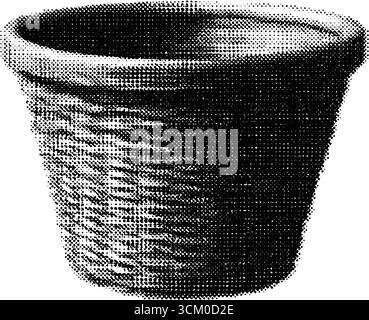 Jardinière à panier tissé boho vintage avec design demi-ton pour la décoration intérieure. Illustration de Vecteur