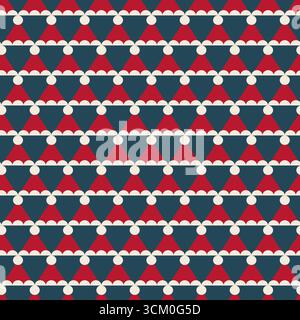 Motif sans couture de fond bleu de Santa Hats Illustration de Vecteur