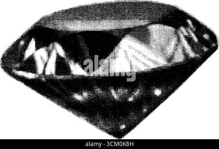 Bague solitaire en diamant vintage dans un style demi-ton pour un design rétro. Illustration de Vecteur