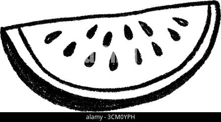 Croquis dessiné à la main de pastèque tranchée avec des graines pour des conceptions créatives. Illustration de Vecteur