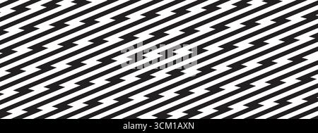Impression de lignes zigzag répétitives avec effet d'illusion optique. Fond de boulon de tonnerre. Alimentation électrique, boulon de tonnerre ou modèle de lampe flash. Choc ou Illustration de Vecteur