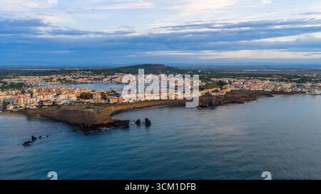 Panorama lever de soleil du Cap d'Agde en Occitanie, France Banque D'Images