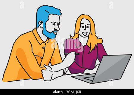 homme d'affaires travaillant au bureau avec son équipe Illustration de Vecteur