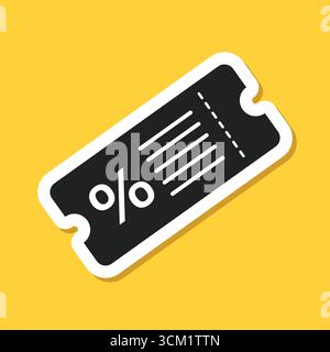 Icône d'autocollant de chèque-cadeau dans un style plat. Illustration vectorielle d'escompte sur fond isolé. Concept commercial de l'enseigne de coupons promotionnels. Illustration de Vecteur