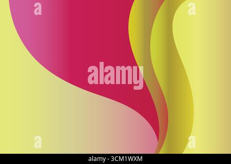 Les courbes dynamiques fluides dans des tons roses et jaunes vibrants créent un fond moderne et abstrait parfait pour les projets visuels artistiques et énergiques. Illustration de Vecteur