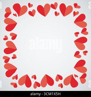 Cadres carrés avec illustration vectorielle de coeurs Illustration de Vecteur